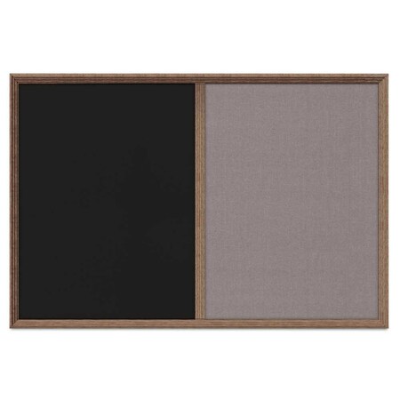 United Visual Products Enclosed Corkboard, 1 Door, 48"x36", 4" Fra UV3423-BLACK-MEDGRY